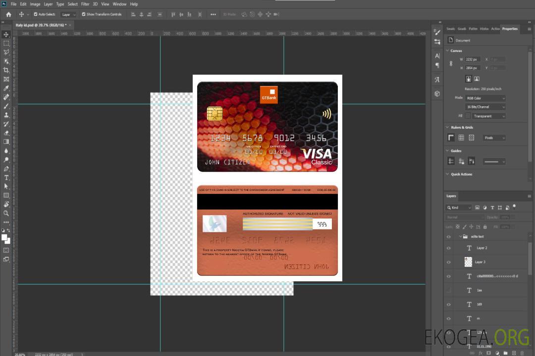 Carte visa classique GTBank du Nigéria template Carte visa classique GTBank du Nigéria template